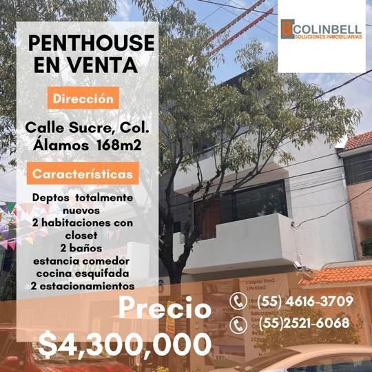 2 PENTHOUSE NUEVOS EN VENTA,UBICADOS EN LA COL. ÁLAMOS