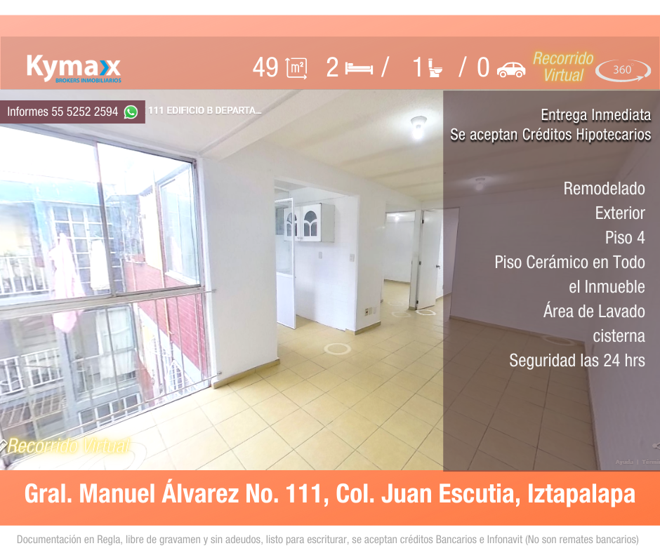 Bonito departamento 49 m2 Col. Juan Escutia, Iztapalapa