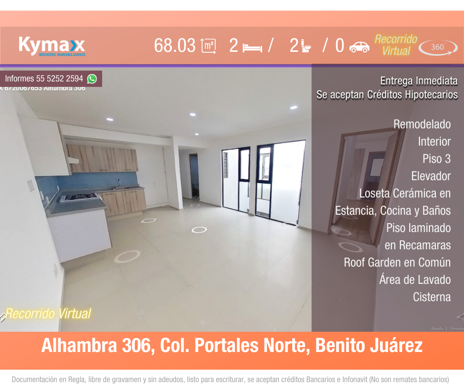 Bonito departamento Remodelado, con mucha luz natural, Col. Portales Norte