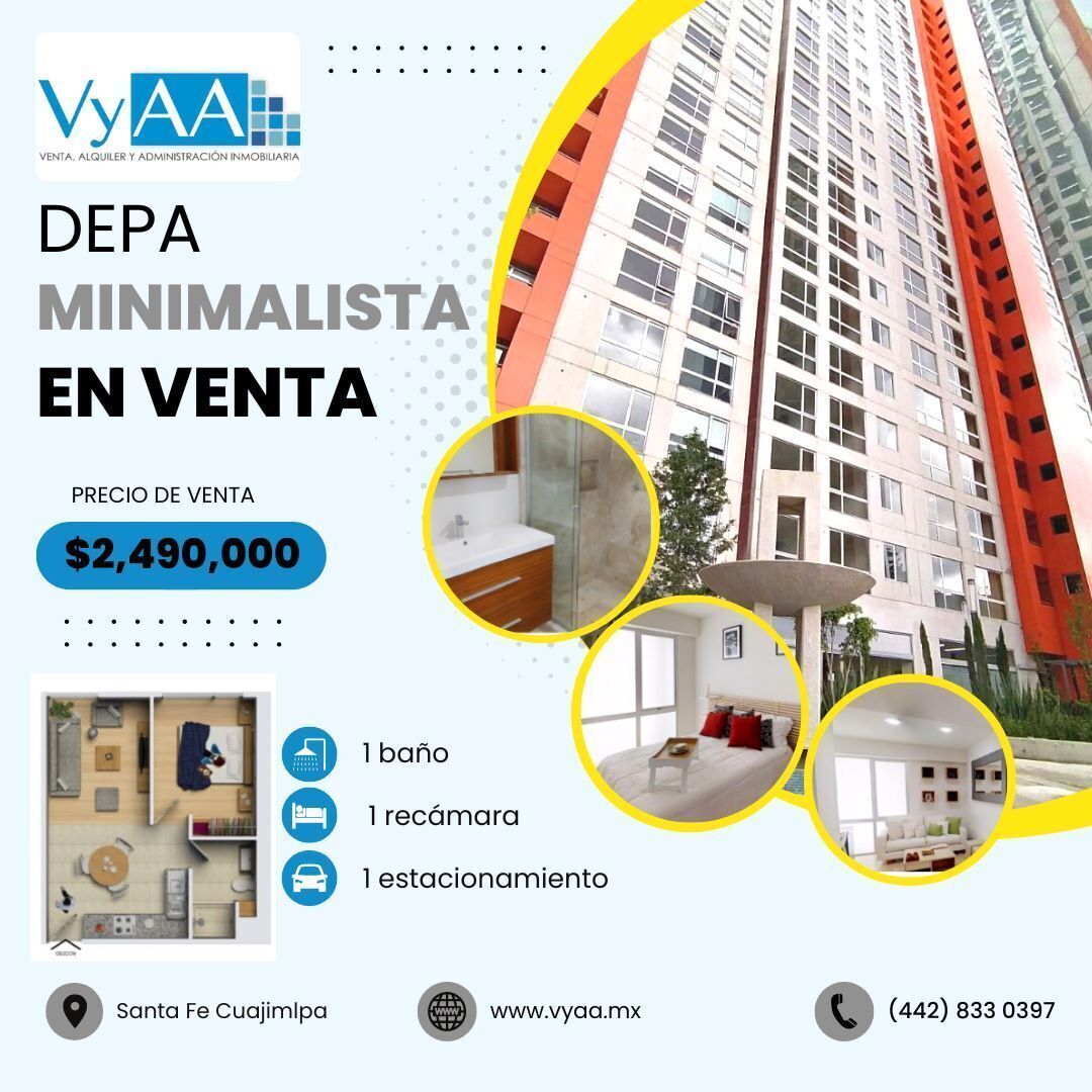 Depa en venta para ejecutivo o estudiante en Cuajimalpa Santa Fe