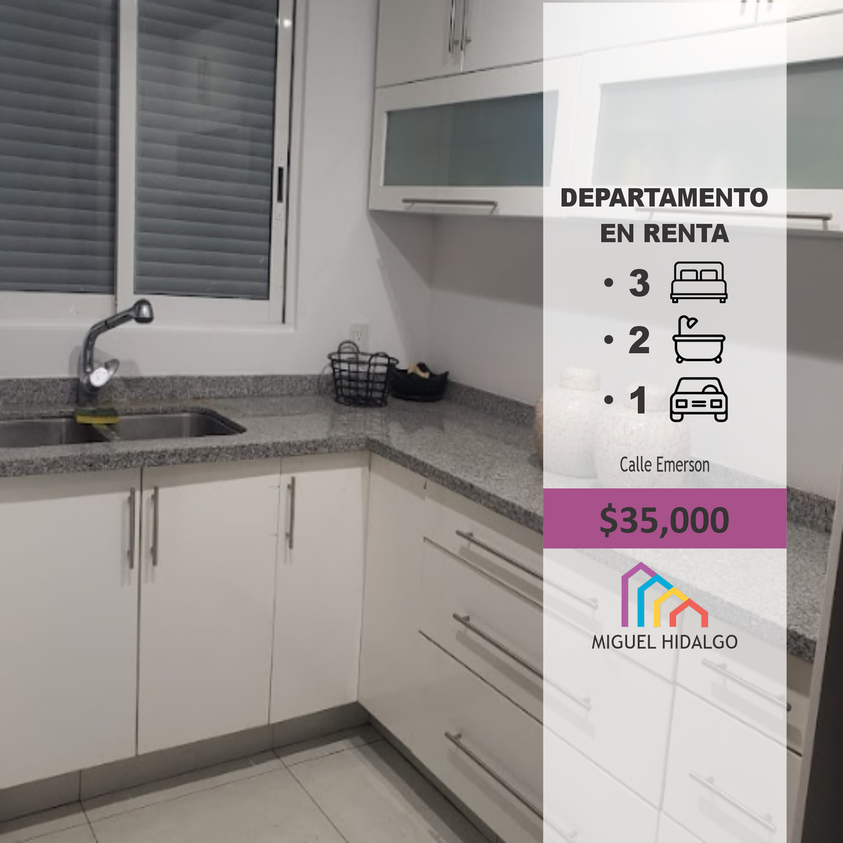 Departamento en renta, Emerson, Polanco.