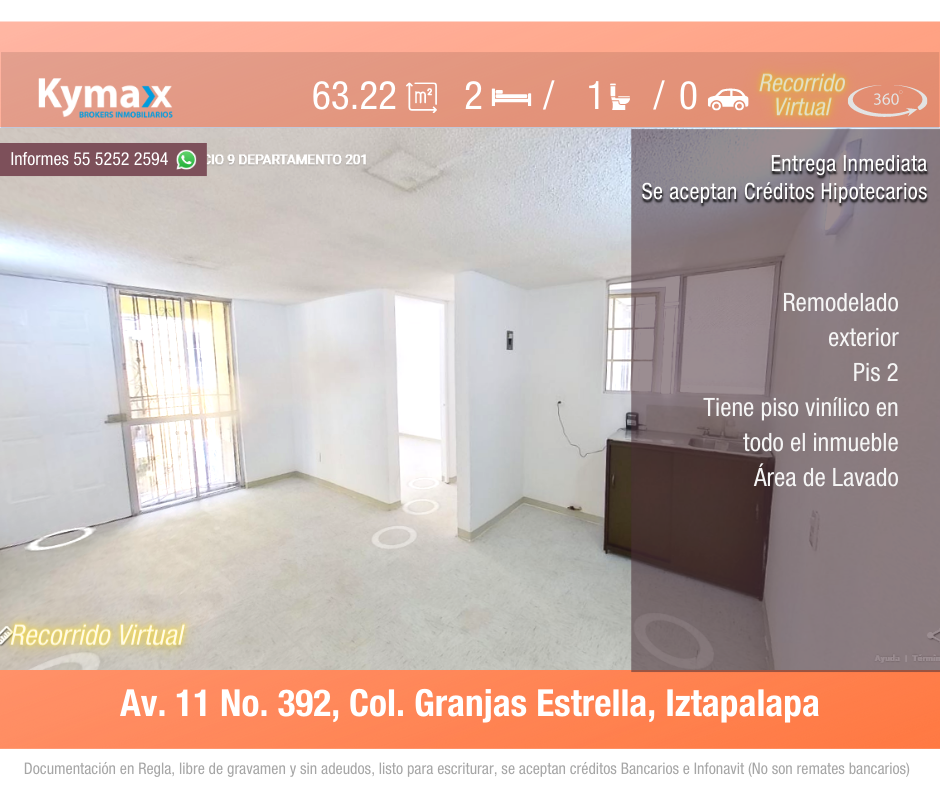 Excelente departamento 44 m2 Col. Granjas Estrella, Iztapalapa