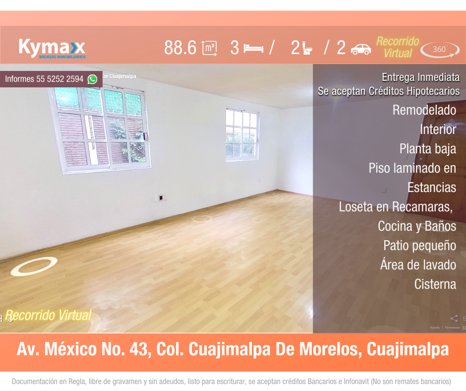 Excelente departamento 88.6 m2 Col. Cuajimalpa De Morelos, Cuajimalpa