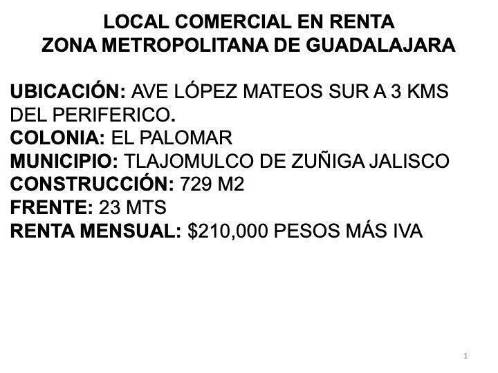 Local comercial estupenda ubicación Lopez Mateos sur