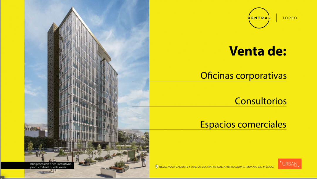 OFICINA 1103 Y  1104 EN VENTA EN CENTRAL TOREO TIJUANA DE 61 M2 DE CONTADO