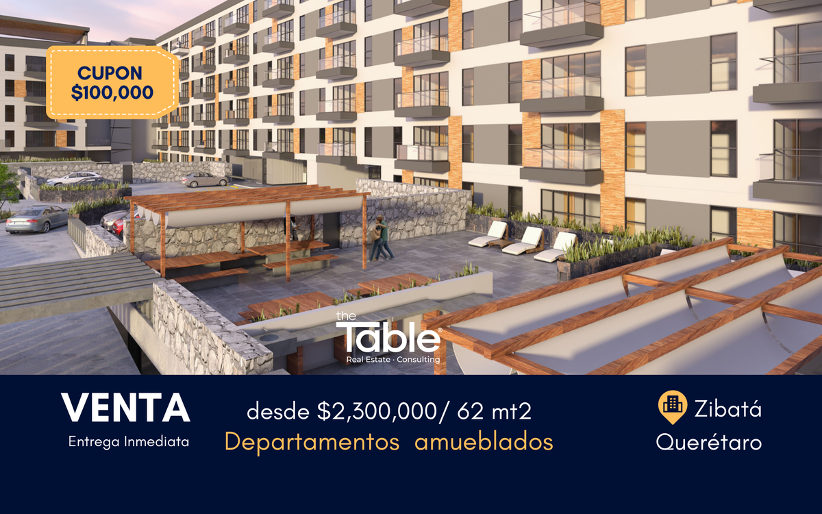 Venta | Departamentos de 2 recámaras amueblados en Zibatá, Querétaro