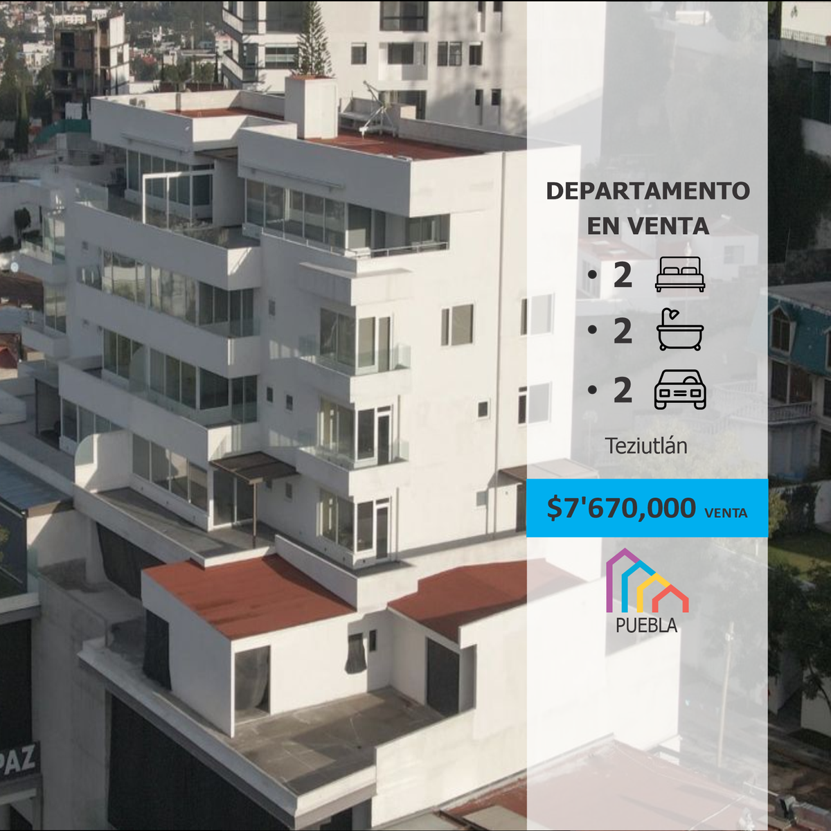 Venta de   Departamentos  100%  De Lujo Puebla