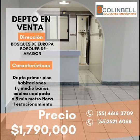 VENTA DE BONITO DEPARTAMENTO EN BOSQUES DE ARAGON