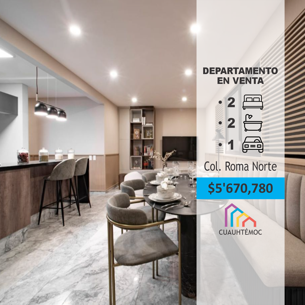 Venta Departamento Desarrollo Coahuila 193, Roma Norte