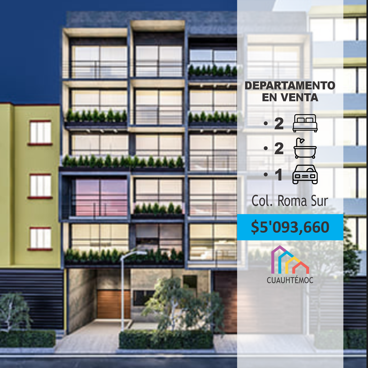 Venta Departamento Desarrollo Quo Roma, Cuauhtémoc