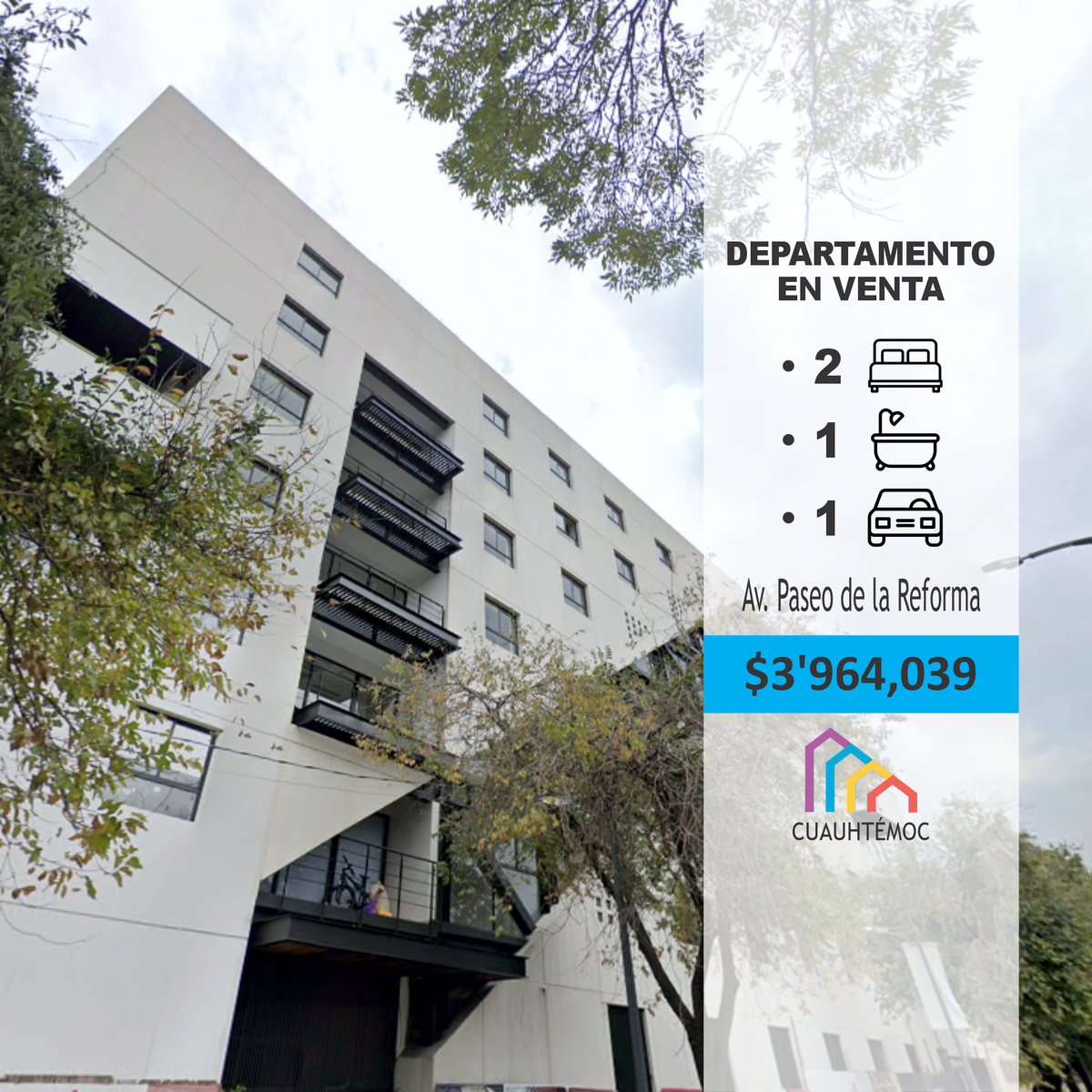 Venta Departamento Desarrollo Reforma 23, 2 Rec y Estudio